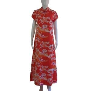Vintage Kimo's Polynesian Shop Floral Hawaiian Dress Size 10